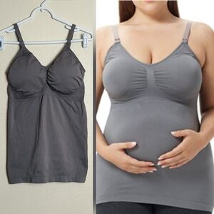 Gray Maternity Nursing Camisole Tank Top